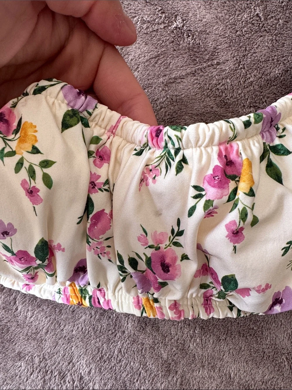 Floral Cream Underwire Bikini Top - Women's Swim
